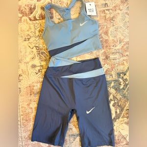 Nike biker shorts workout set